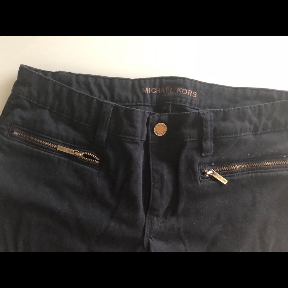 Michael Kors Black & Gold Jeggings With Side Zip - Picture 4 of 7